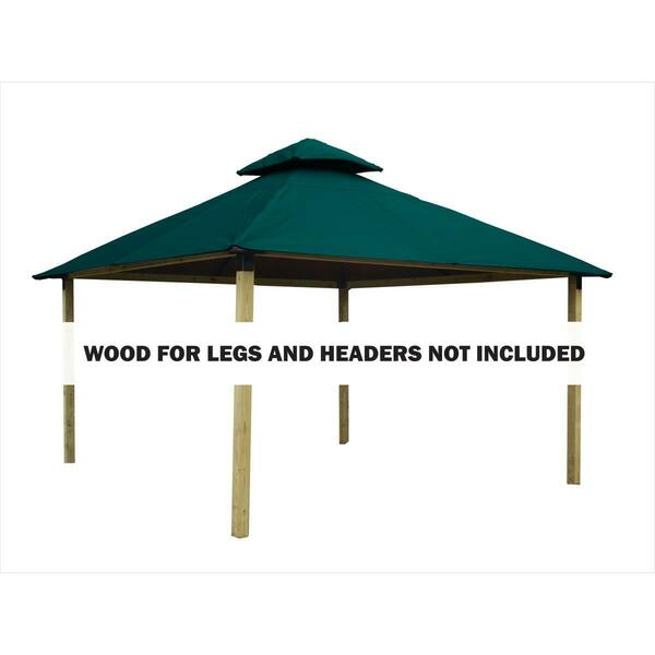 Superherostuff 14 sq. ft. Gazebo Roof Framing & Mounting Kit with Emerald Outdura Canopy PA3725072